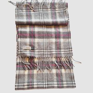 Scarf Blarney Country Heritage Woolen Mills Ireland Merino Wool Plaid Gray Pink